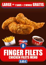 Our Finger Filet Menu, a Chicken Filet Menu for only 5,65 €