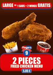 Our 2 Chicken Pieces Menu, a Fried Chicken Menu for only 5,85 €